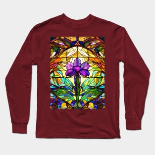 Stained Glass Lily Long Sleeve T-Shirt